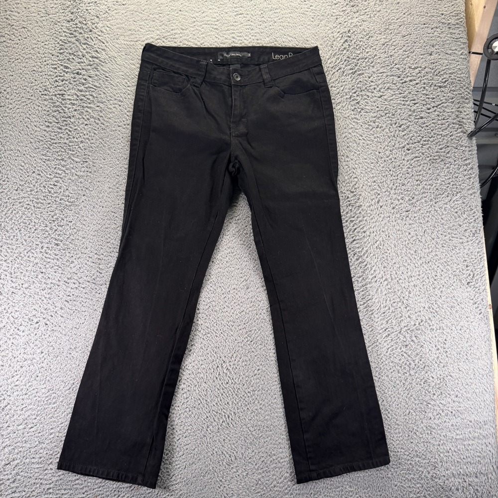 Calvin Klein Lean Jeans Womens 10 Black Cotton Denim Bootcut Workwear Stretch